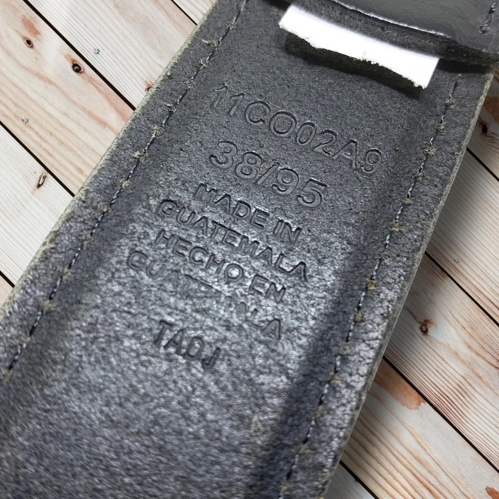Vintage Y2K Columbia Sportswear Sz 38 Black Leather Dress Belt Silver Hardware